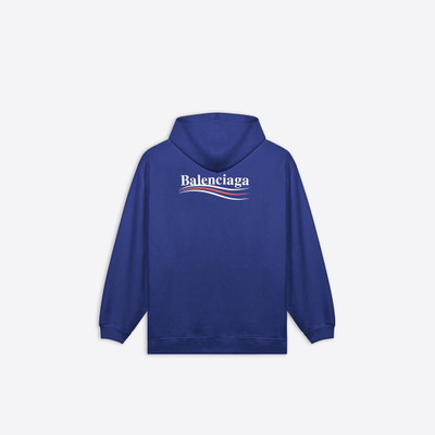 BALENCIAGA Men's Political Campaign Hoodie Medium Fit in Pacific Blue/white outlook