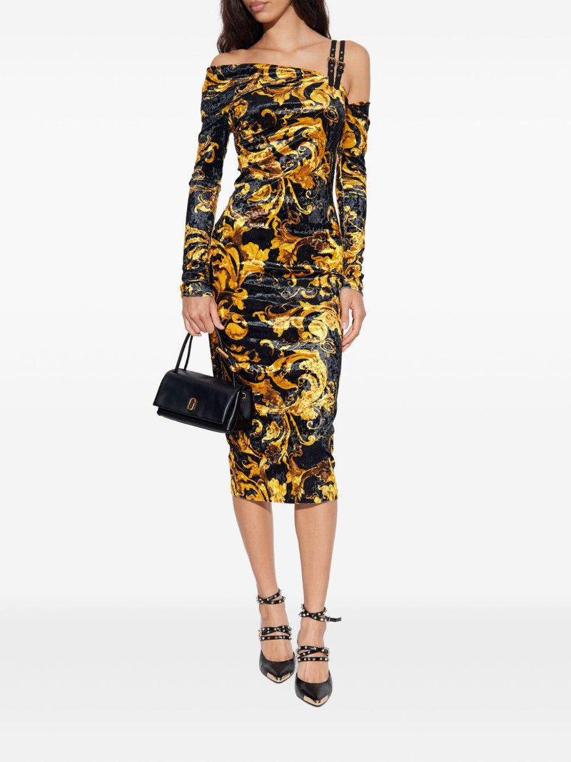 VERSACE JEANS COUTURE off-shoulder patterned midi party dress outlook