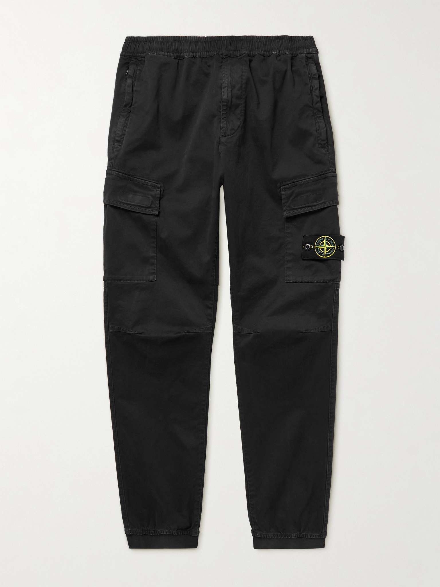 Tapered Logo-Appliquéd Garment-Dyed Cotton-Blend Cargo Trousers - 1