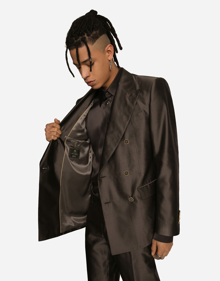 Shantung silk double-breasted Sicilia-fit suit - 6