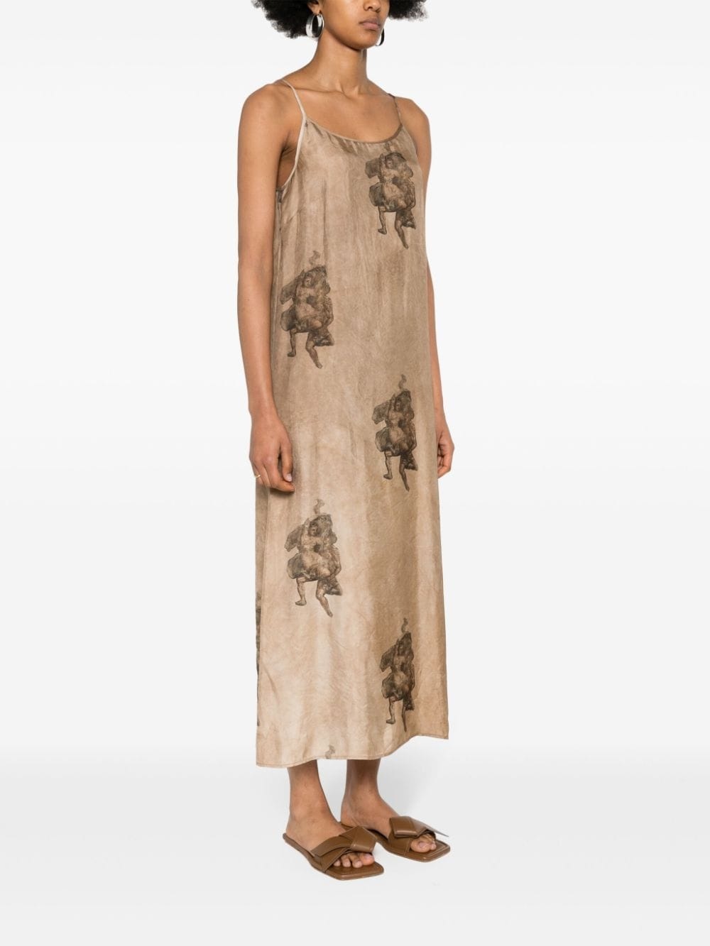 renaissance-print midi dress - 3