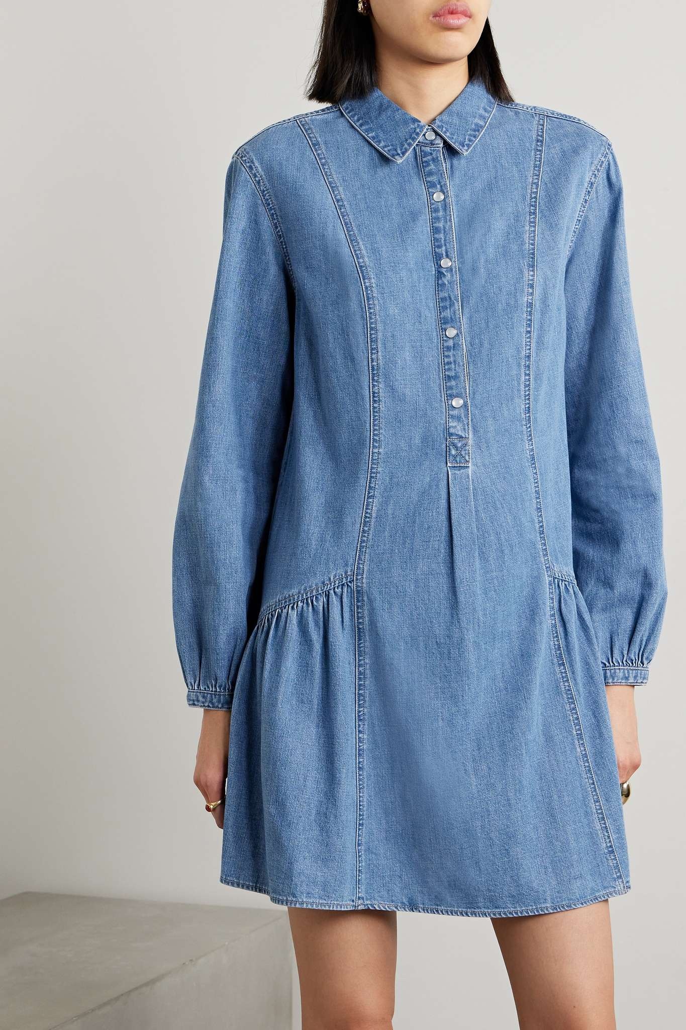 Chaia gathered denim mini dress - 3