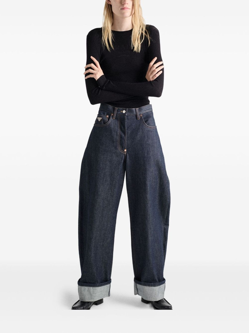 Prada Superfine ribbed intarsia-logo sweater outlook