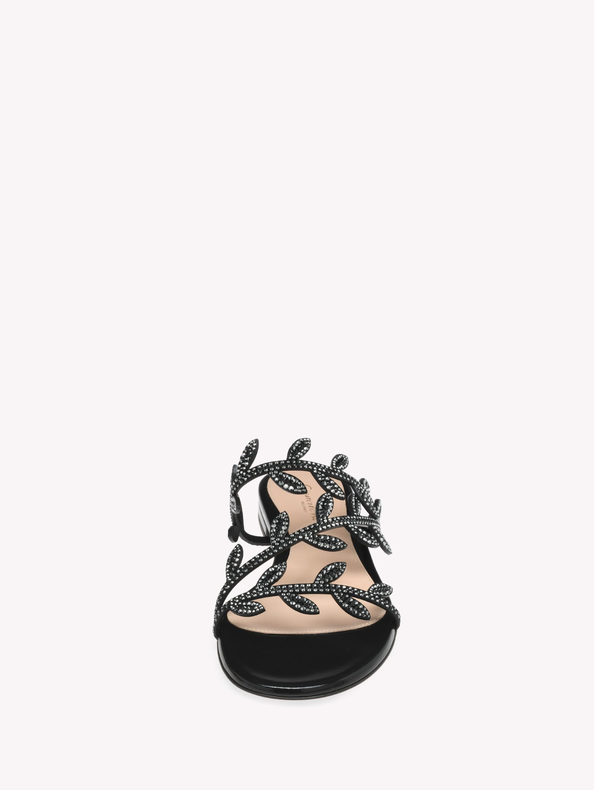 Gianvito Rossi Crystal Flavia 05 Sandal in Black Leather at Nordstrom - 4