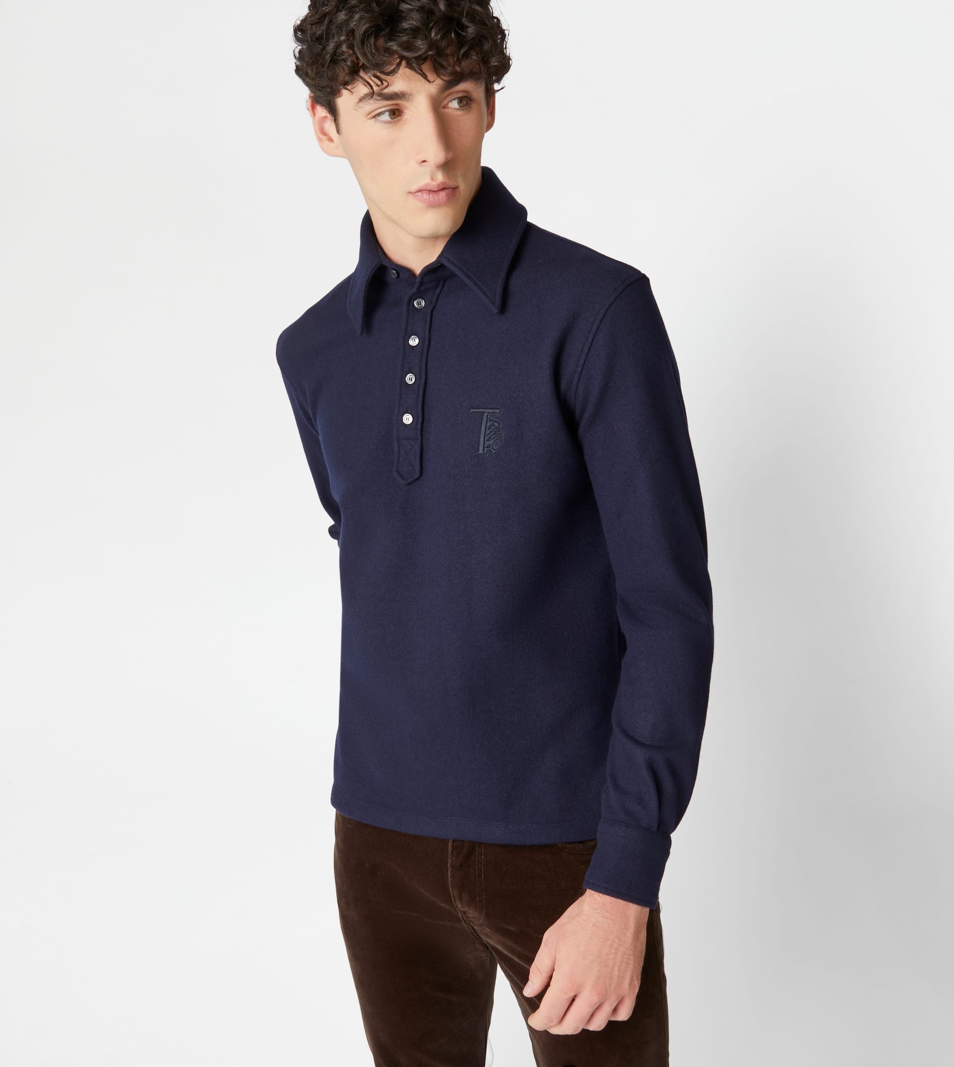 TOD'S CASHMERE BLEND POLO SHIRT - BLUE - 5