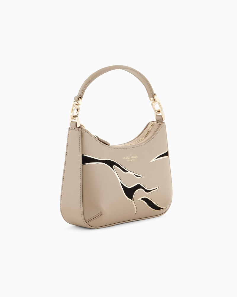 GIORGIO ARMANI LA PRIMA MINI LEATHER HANDBAG WITH ANIMAL-PRINT DETAIL outlook