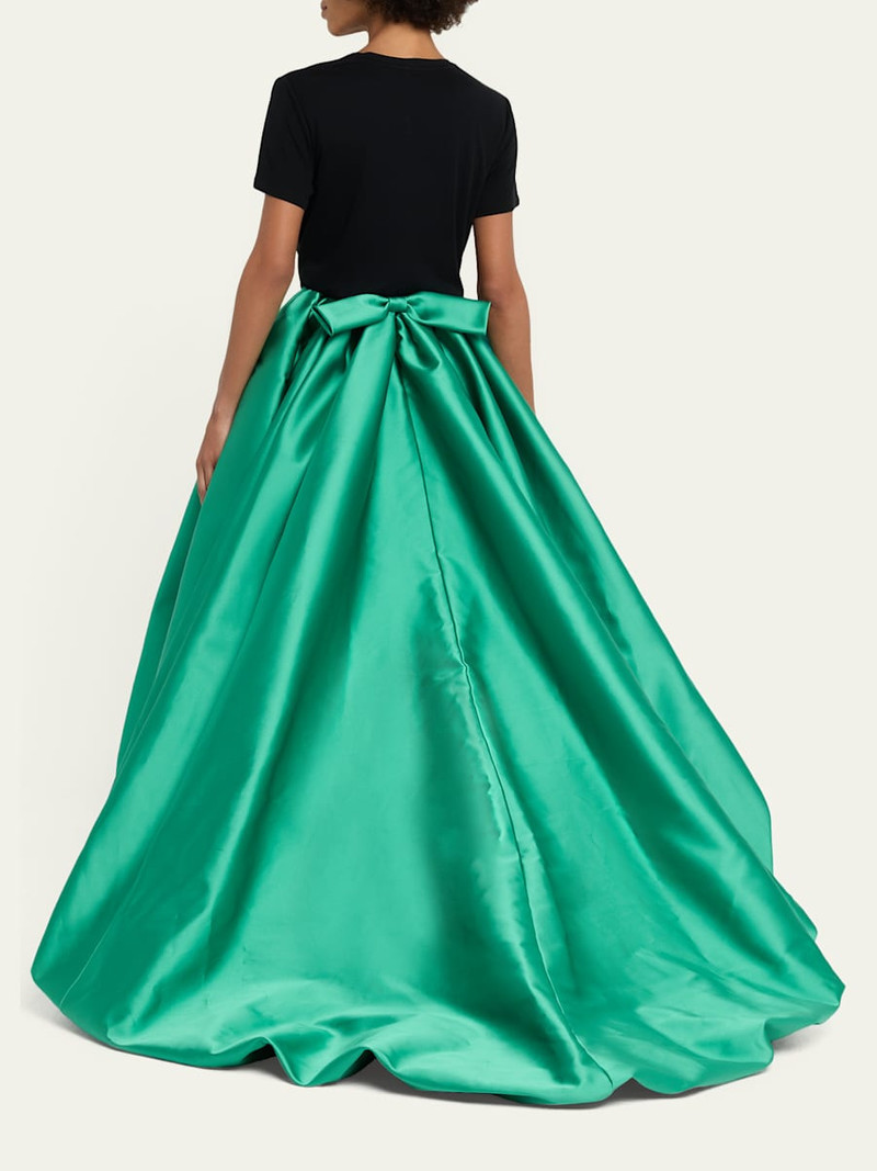 Scuba Satin Pleated Midi Balloon Skirt 3