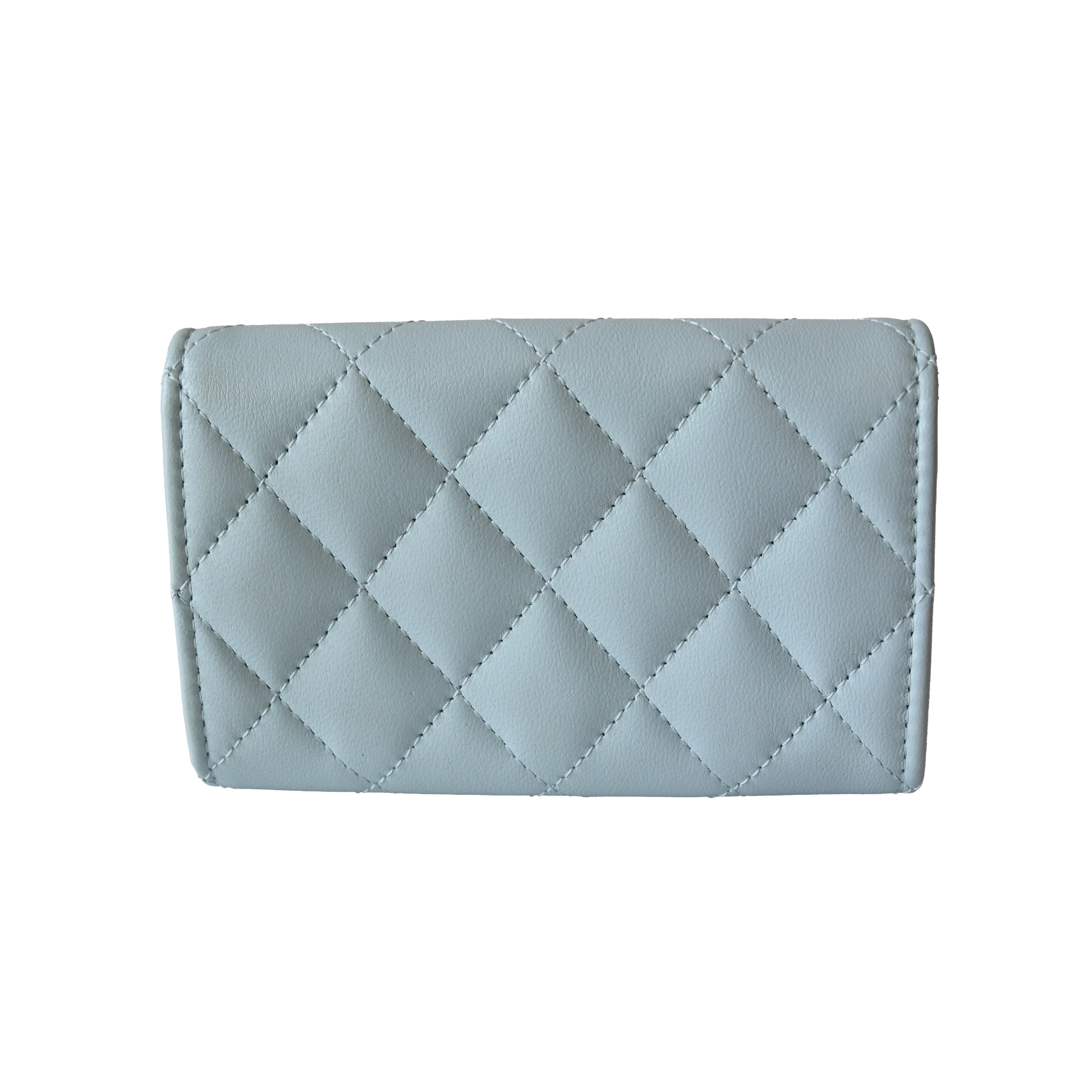 Chanel Pearl CC Lambskin Quilted Chanel Flap Card Holder Baby Blue - 2