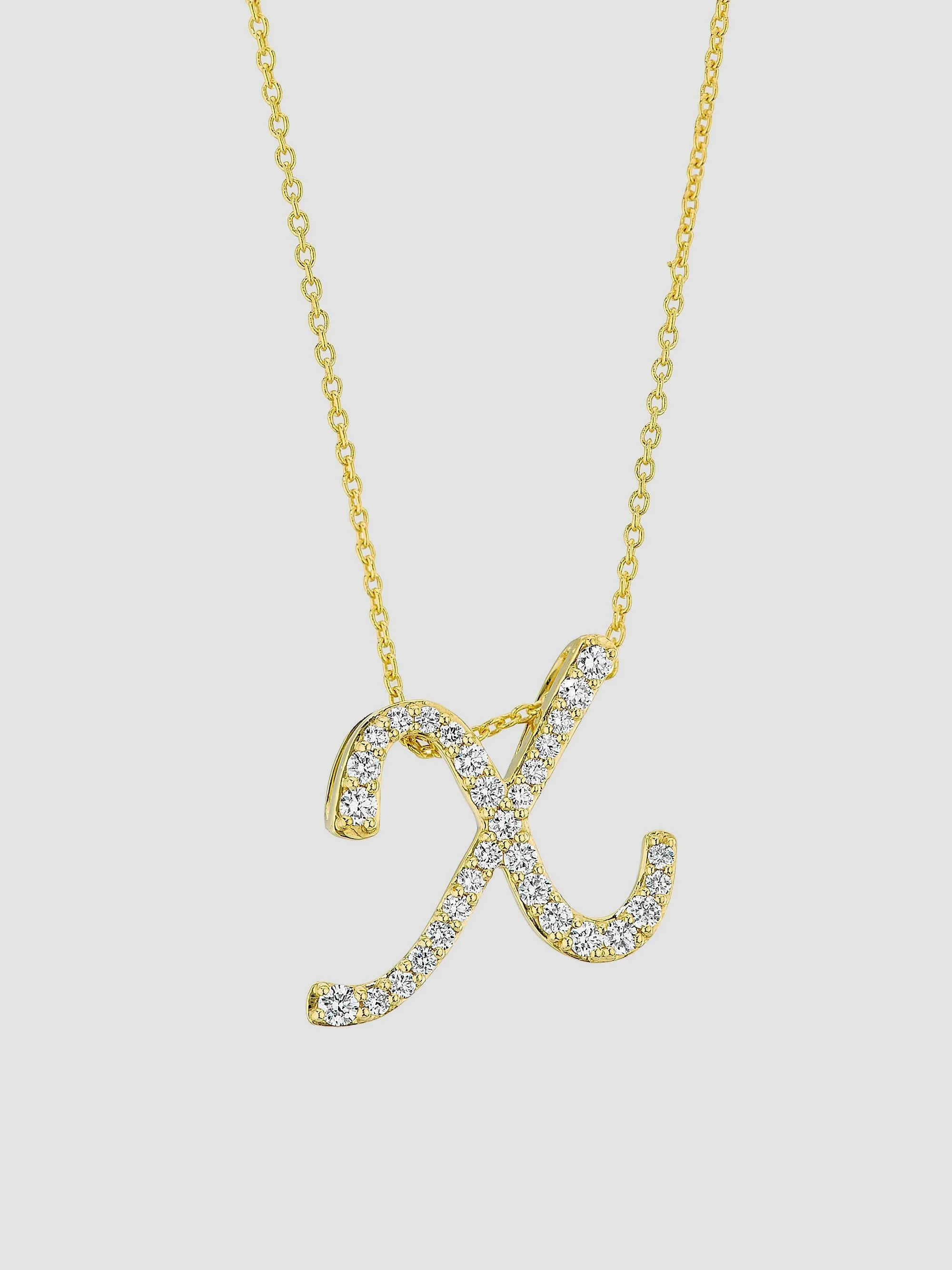 Women's Tiny Treasures Script Initial 18K Yellow Gold, Ruby & 0.24-0.34 TCW Diamond Pendant Necklace - 1