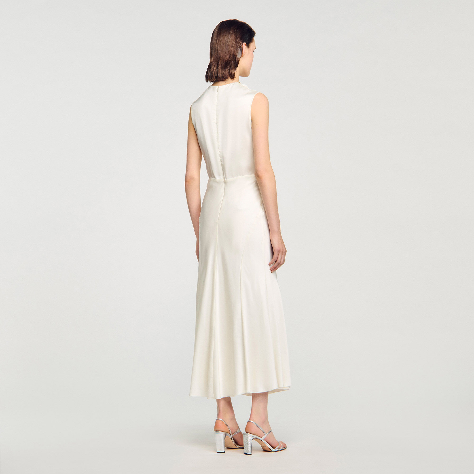 SATIN MAXI DRESS WITH RHINESTONES - 5