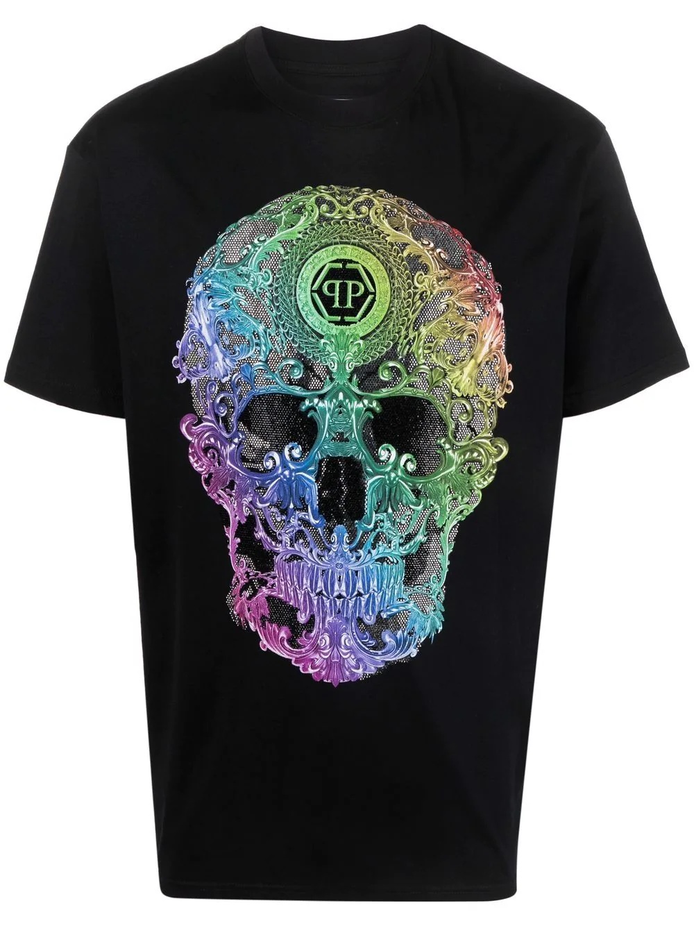 baroque skull-print T-shirt - 1