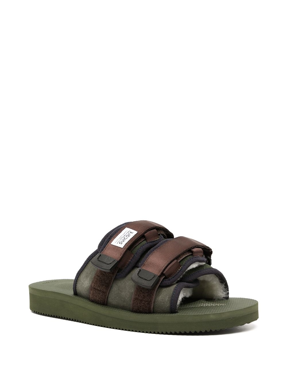 Moto shearling-trim slides - 2