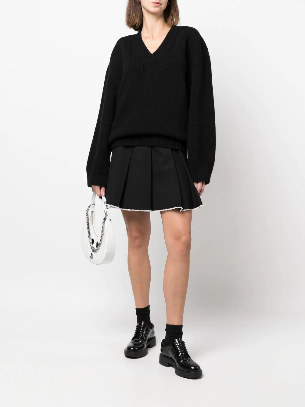 V-neck knitted long-sleeve jumper - 2