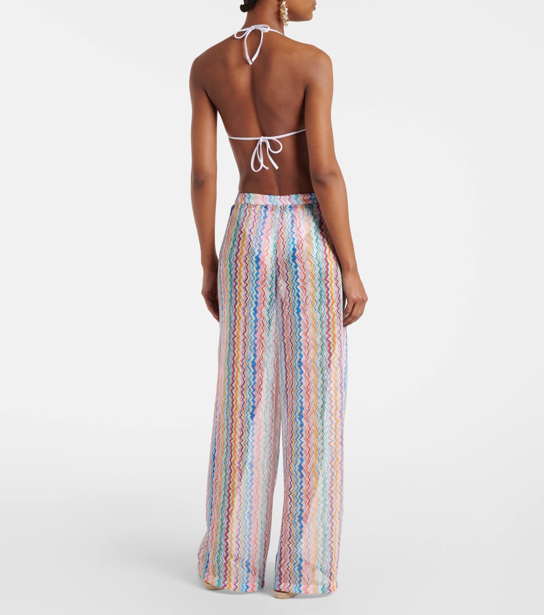 Zigzag sheer wide-leg pants - 3