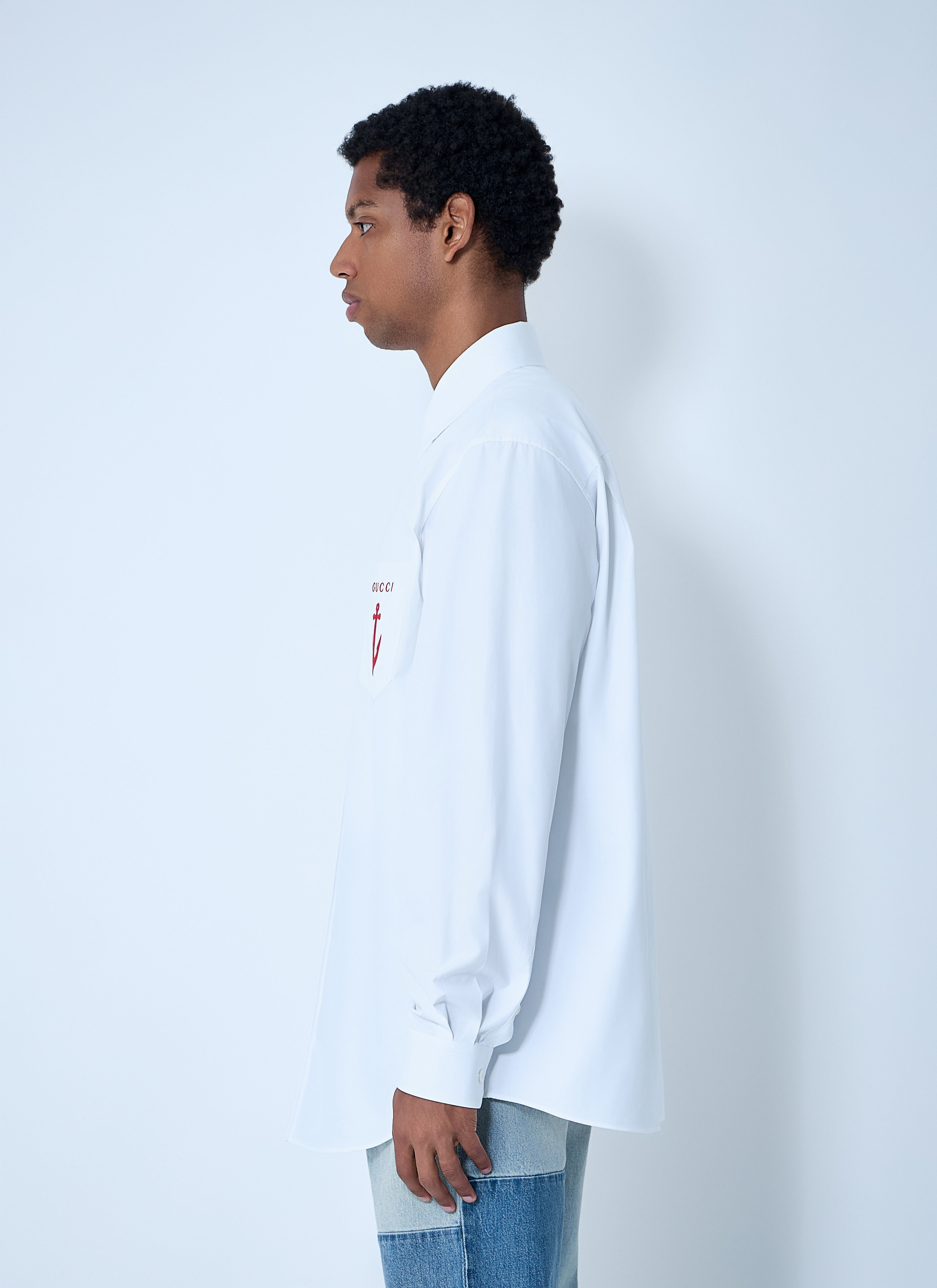 Gucci Men Logo Embroidery Button-Down Shirt - 3