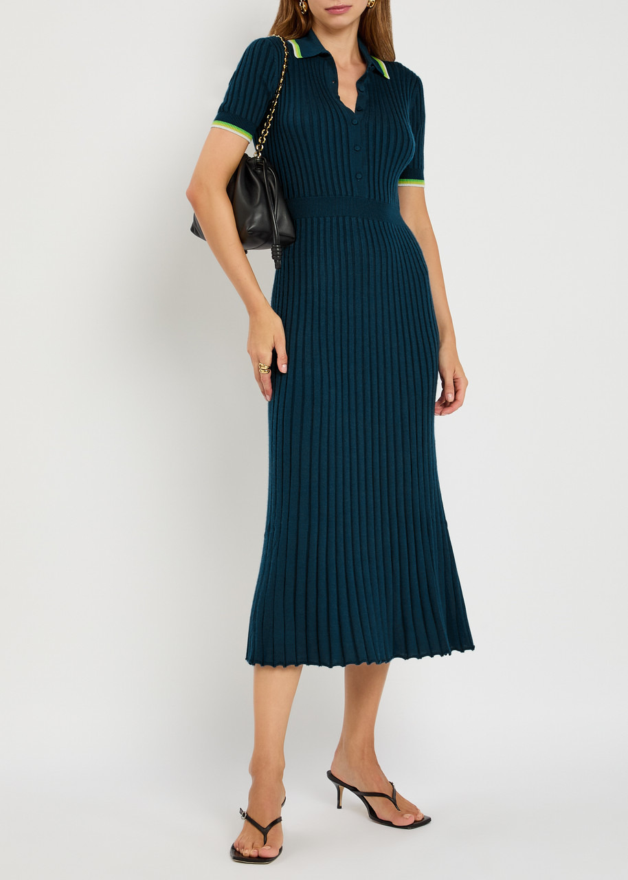 Gabriela Hearst Eyot Ribbed Silk and Cashmere-blend Midi Shirt Dress - 4