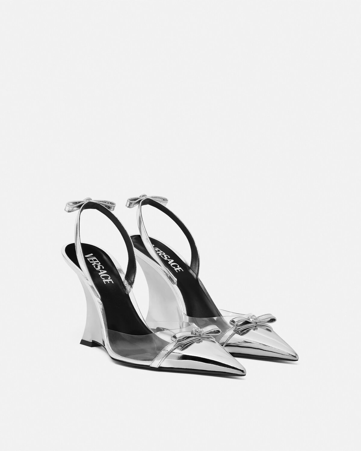 Gianni Ribbon Metallic Wedge Pumps 3.7"/95 mm - 2