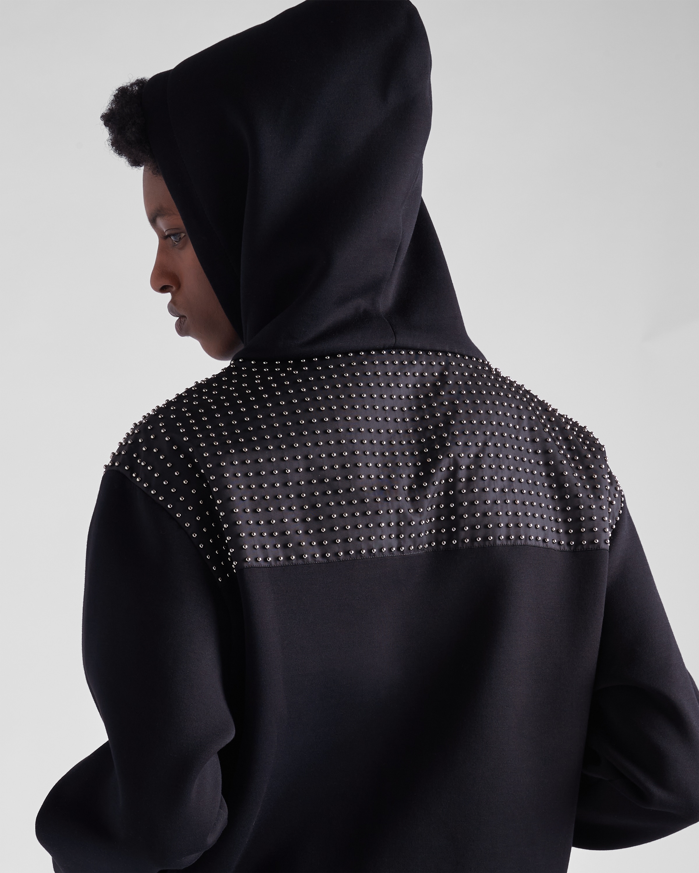 Studded technical fabric hoodie - 4