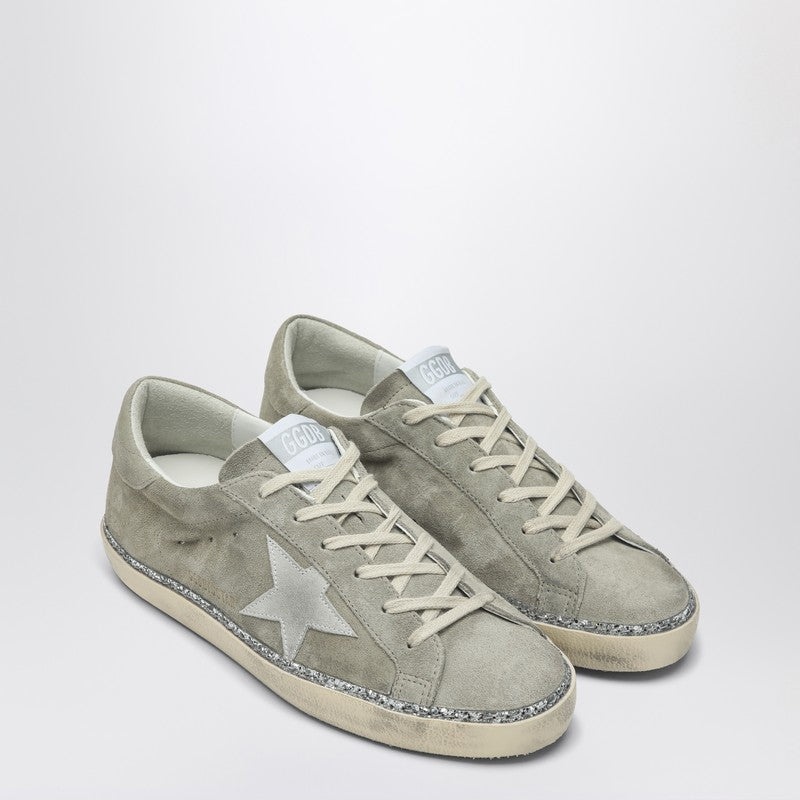 Golden Goose Gray suede sneaker super-star with glitter - 1