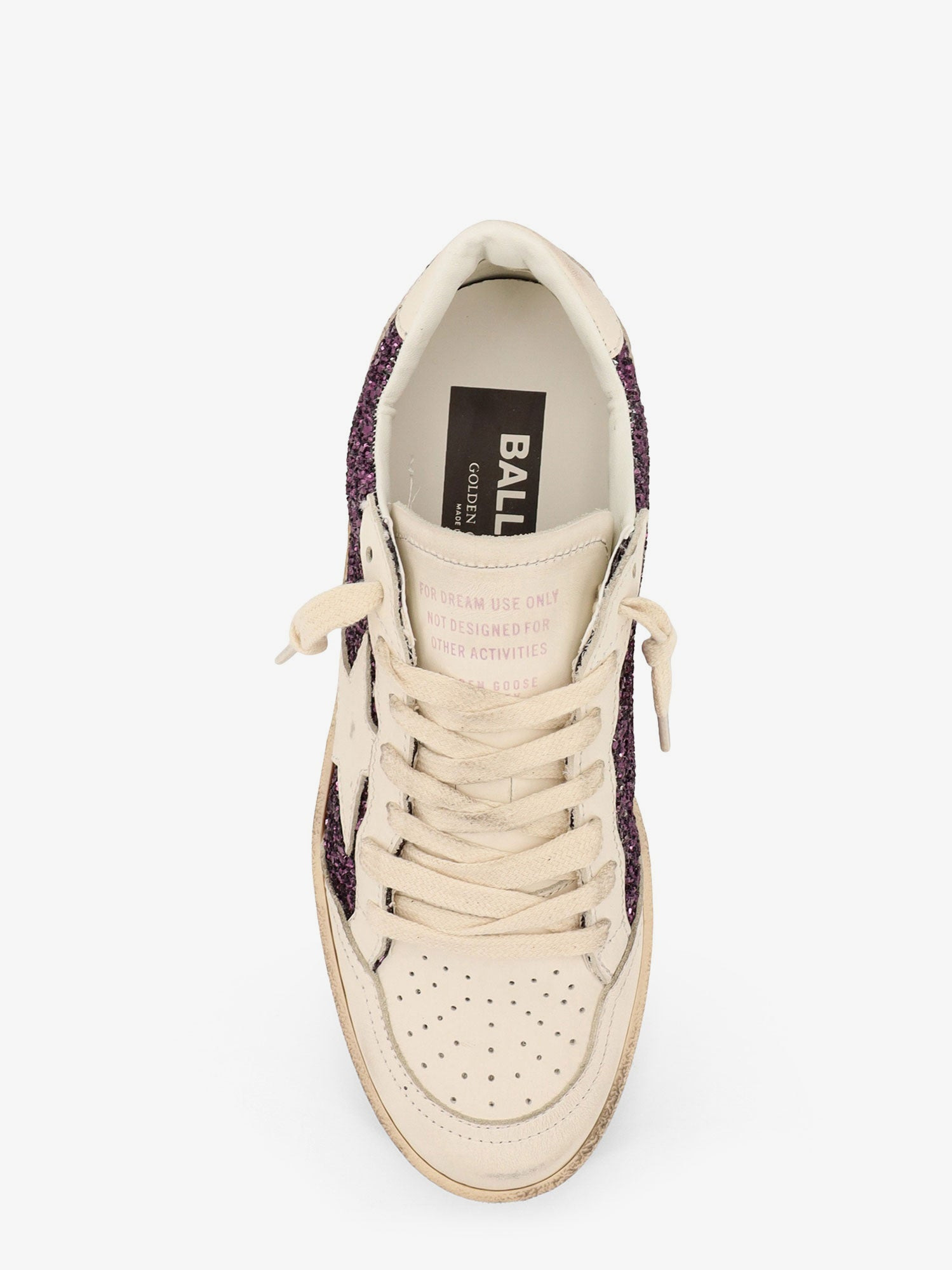 Ball Star Leather Sneakers With Glittered Insert - 5