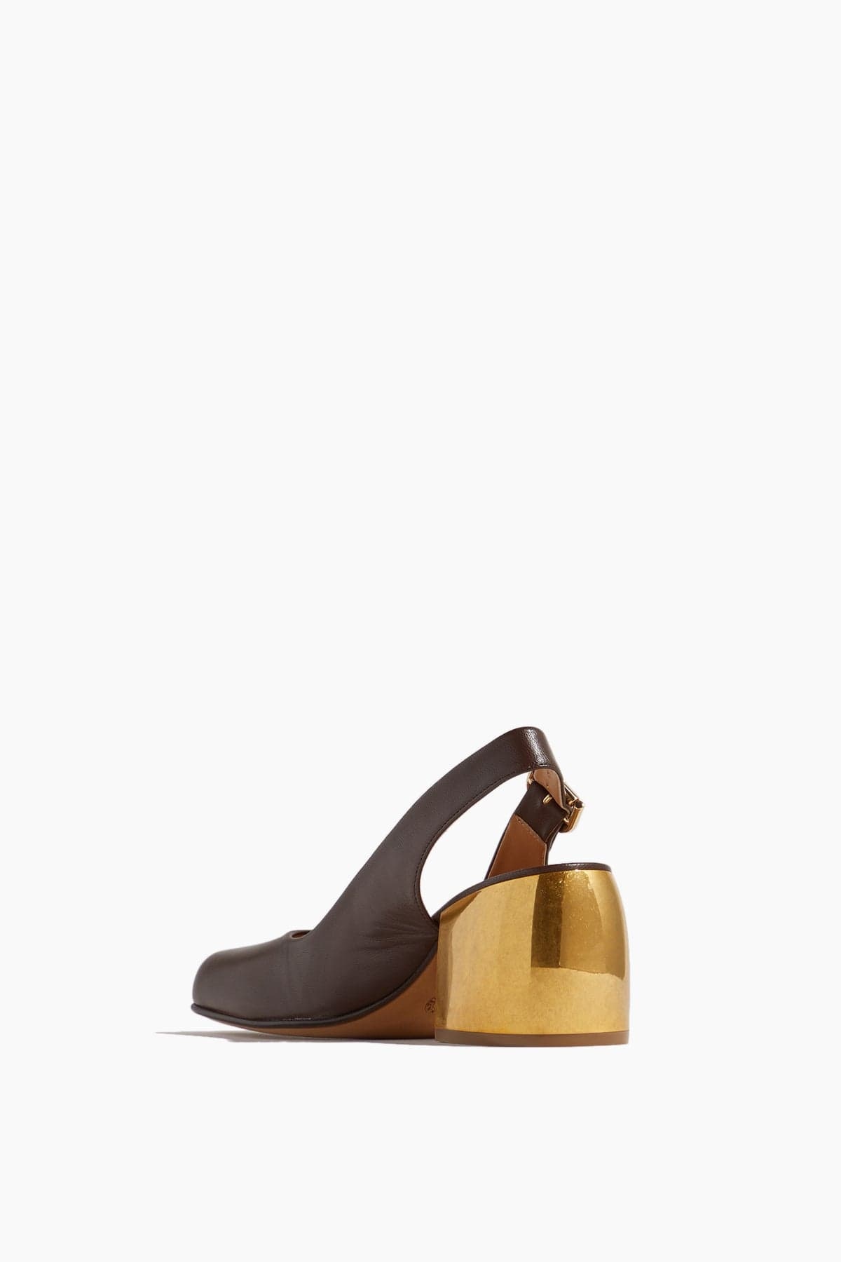 Sling Back Pump with Gold Heel in Brown - 3