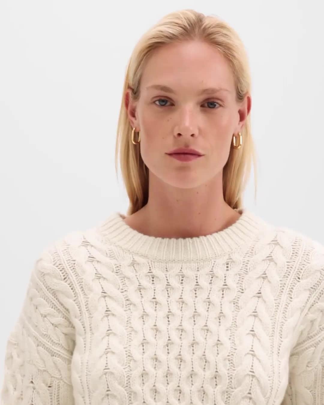 Cable Knit Sweater in Felted Wool-Cashmere - 7