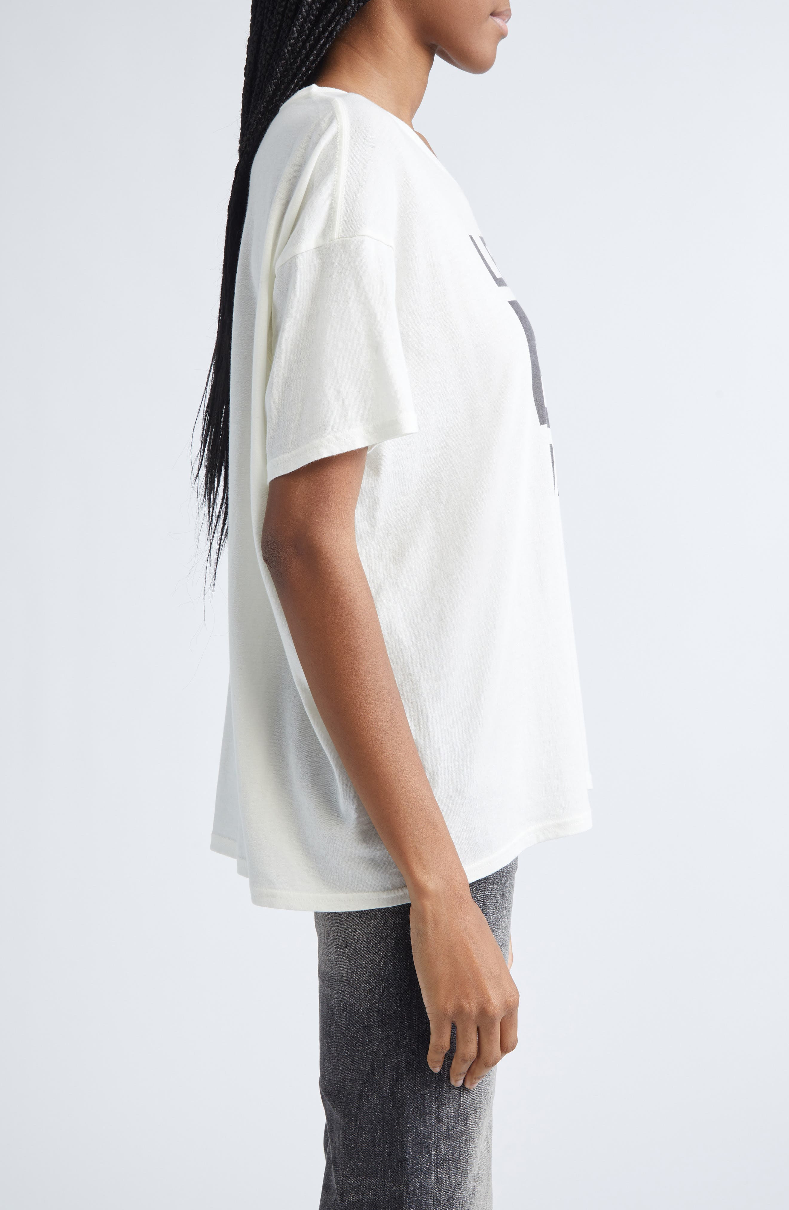 R13 Leave Me Alone Cotton & Cashmere Graphic T-Shirt in Ecru White at Nordstrom - 3