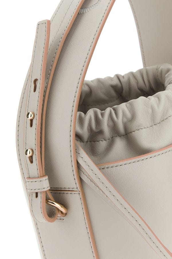 Light pink leather bucket bag - 4