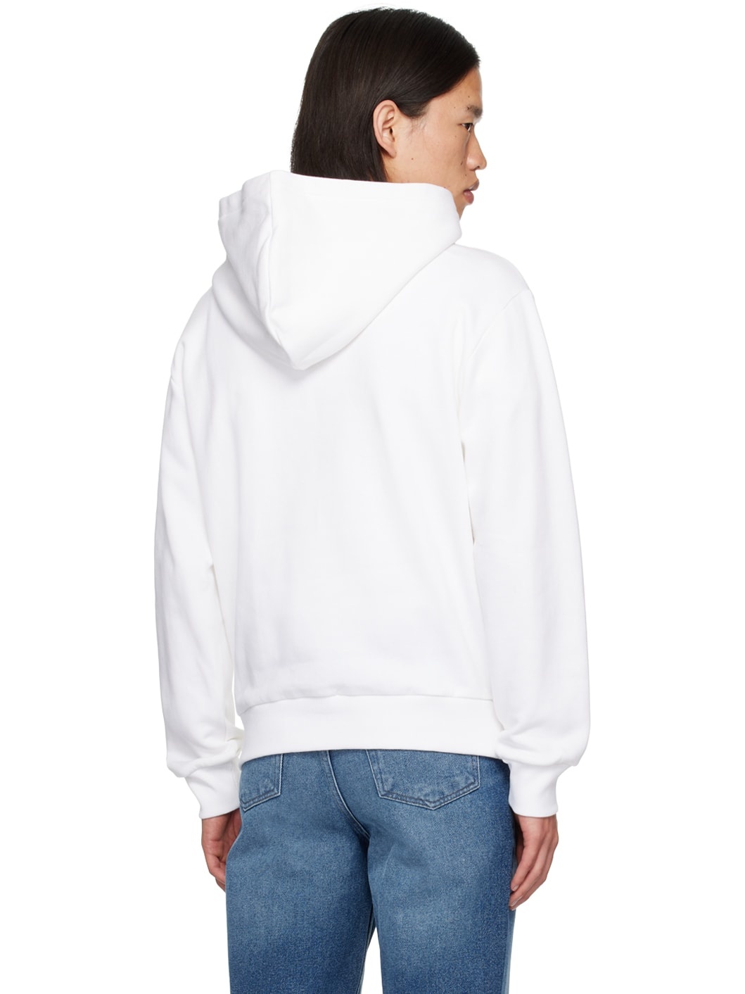 White Boxy Printed Micro Logo Hoodie - 3