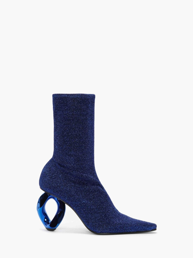 CHAIN HEEL ANKLE SOCK BOOTS - 1