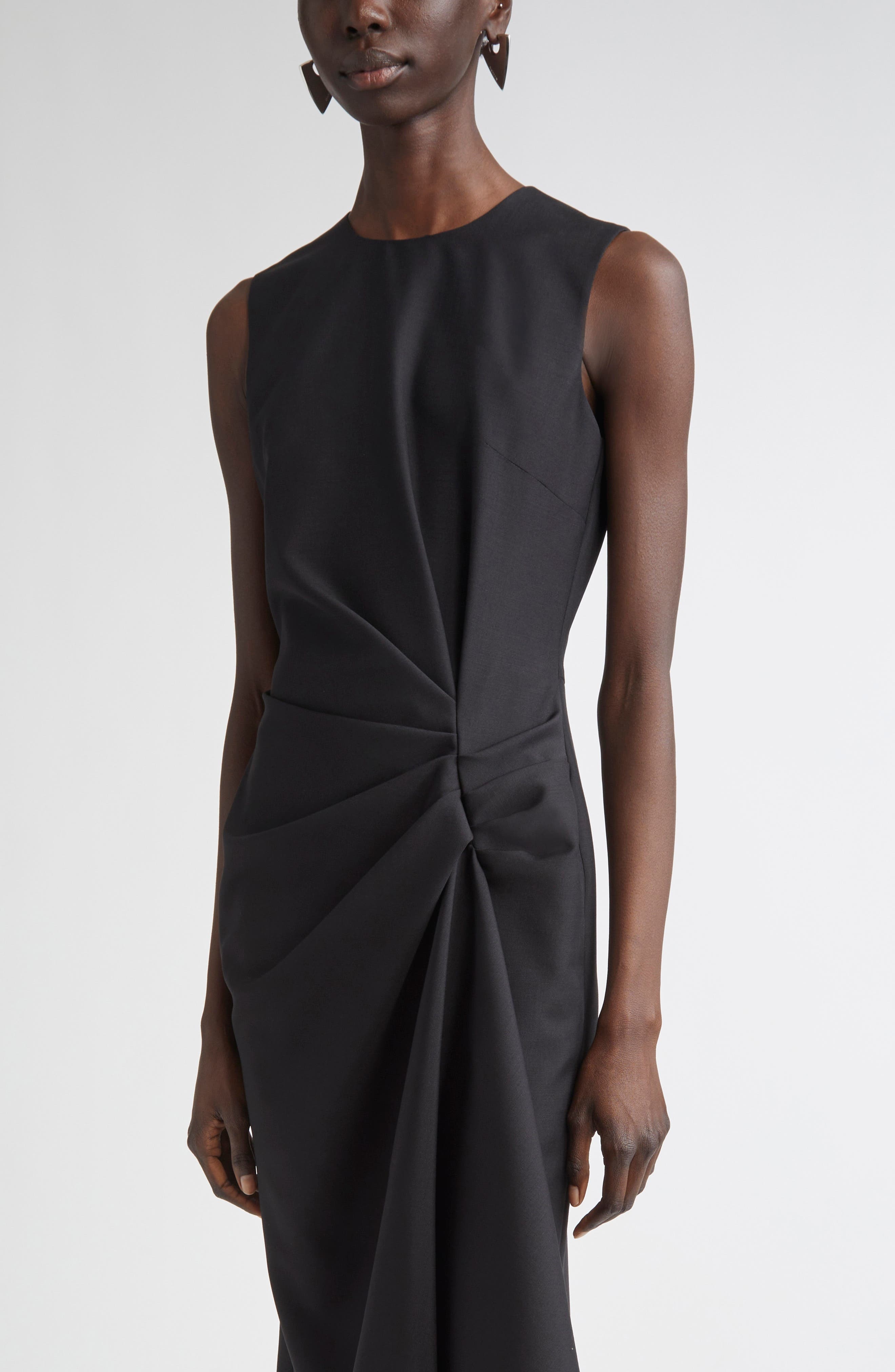 McQueen Twisted Drape Sleeveless Sheath Dress in Black at Nordstrom - 4