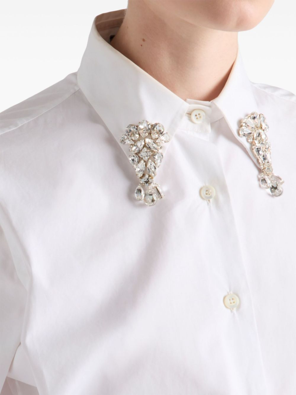 Prada Women Camicia Boxy In Popeline Ricamata - 5