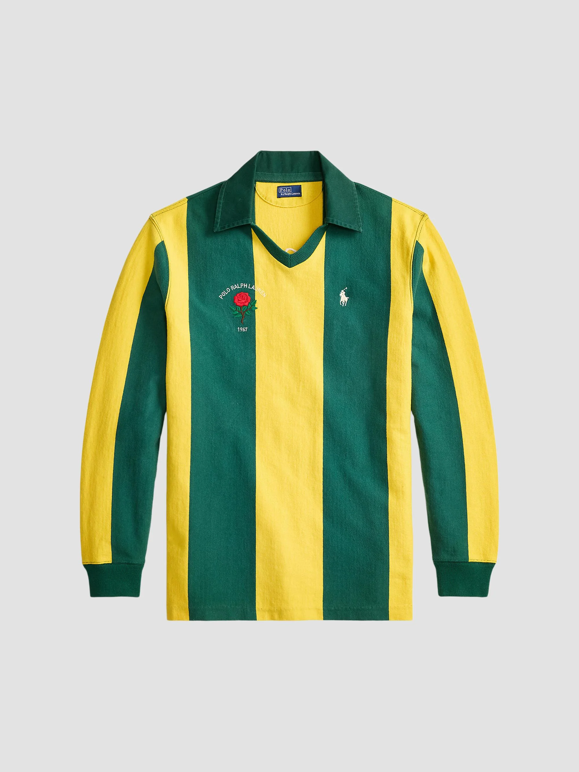 Women's Oversize Embroidered Cotton Rugby Shirt - Kelly Green Canary - 1