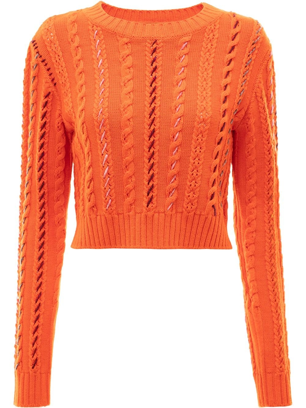 cropped darning knitted jumper - 1