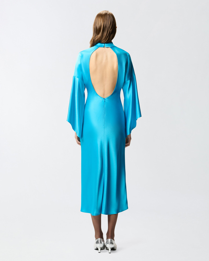 LONG, FLUID SATIN DRESS 5
