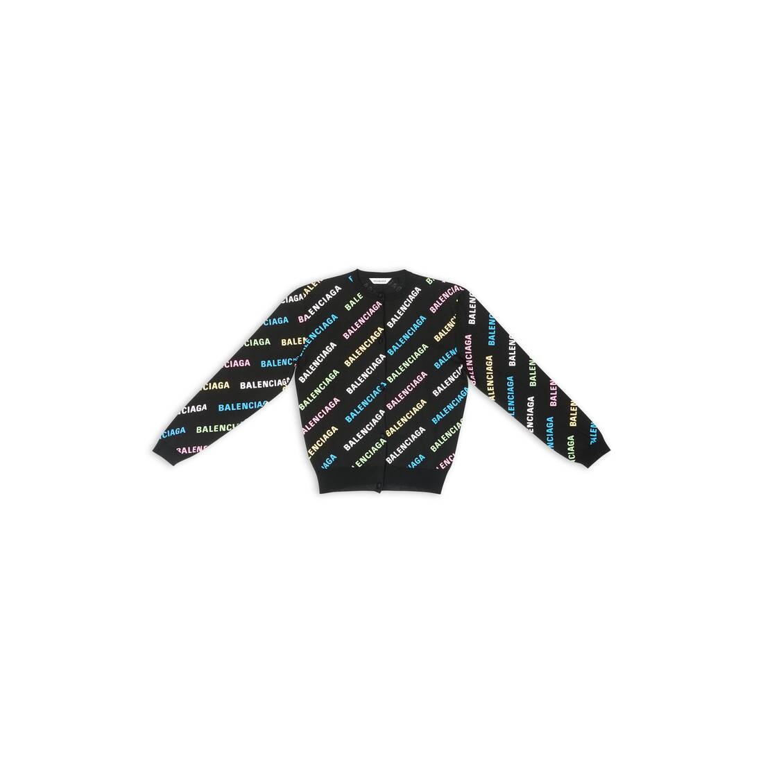 Women's Allover Logo Crop Cardigan in Black - 1