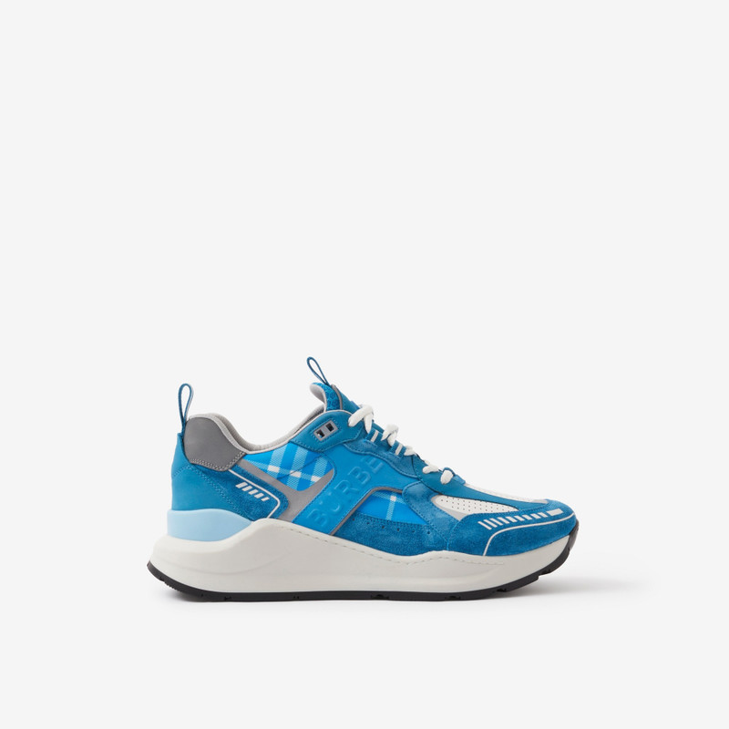 로고 인쇄 가죽, 스웨드 및 검사 Sneakers - 1