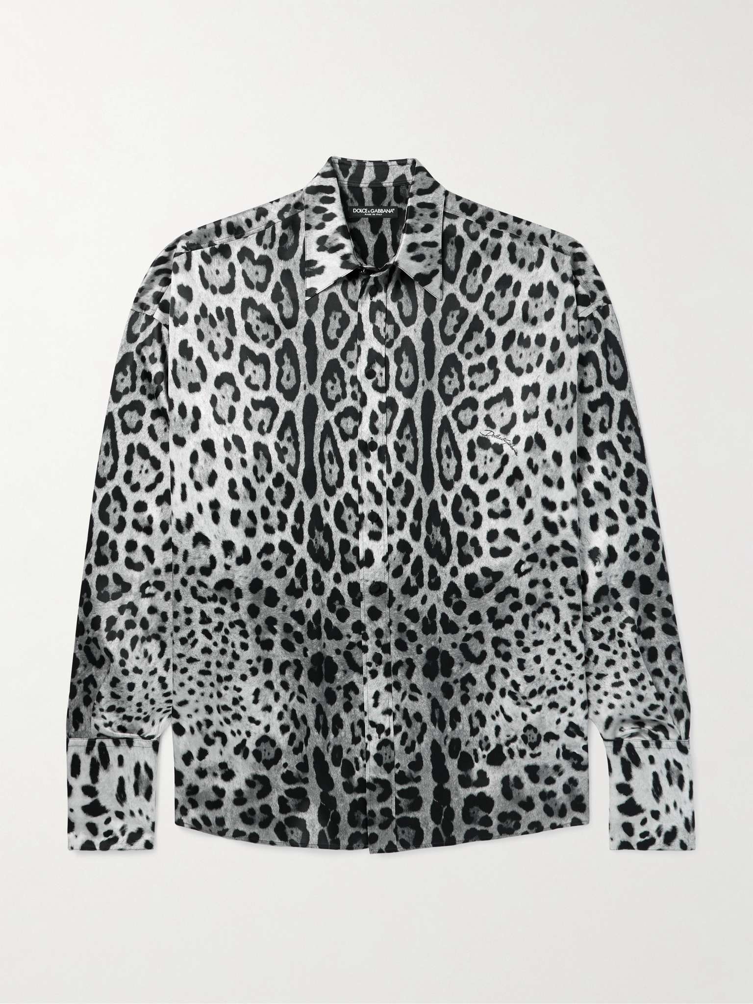 Oversized Leopard-Print Silk Shirt - 1