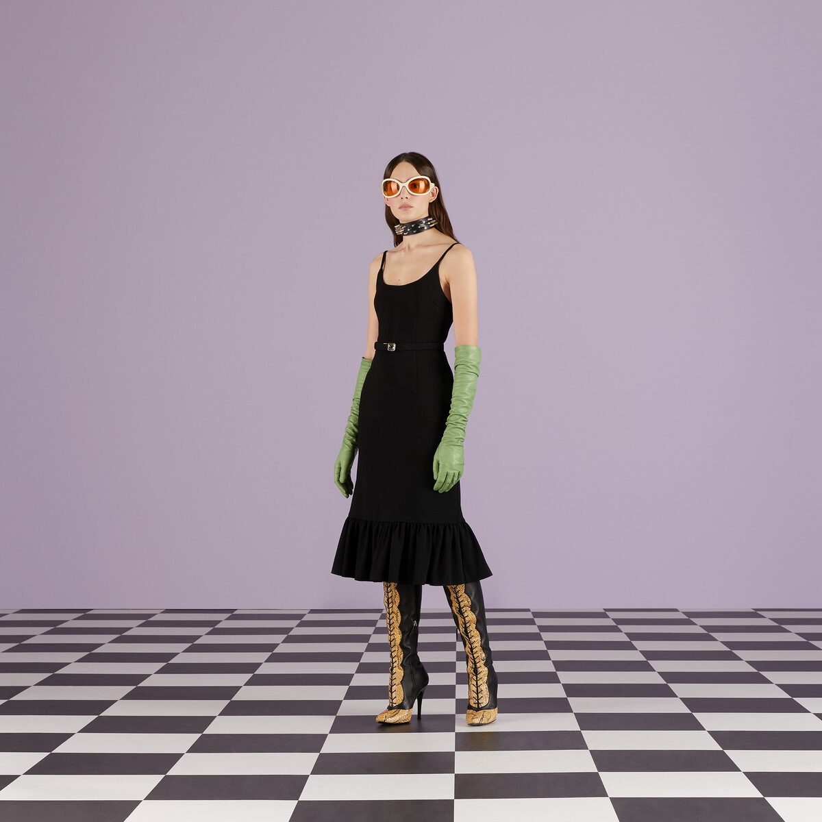 Sable dress with Interlocking G belt - 6