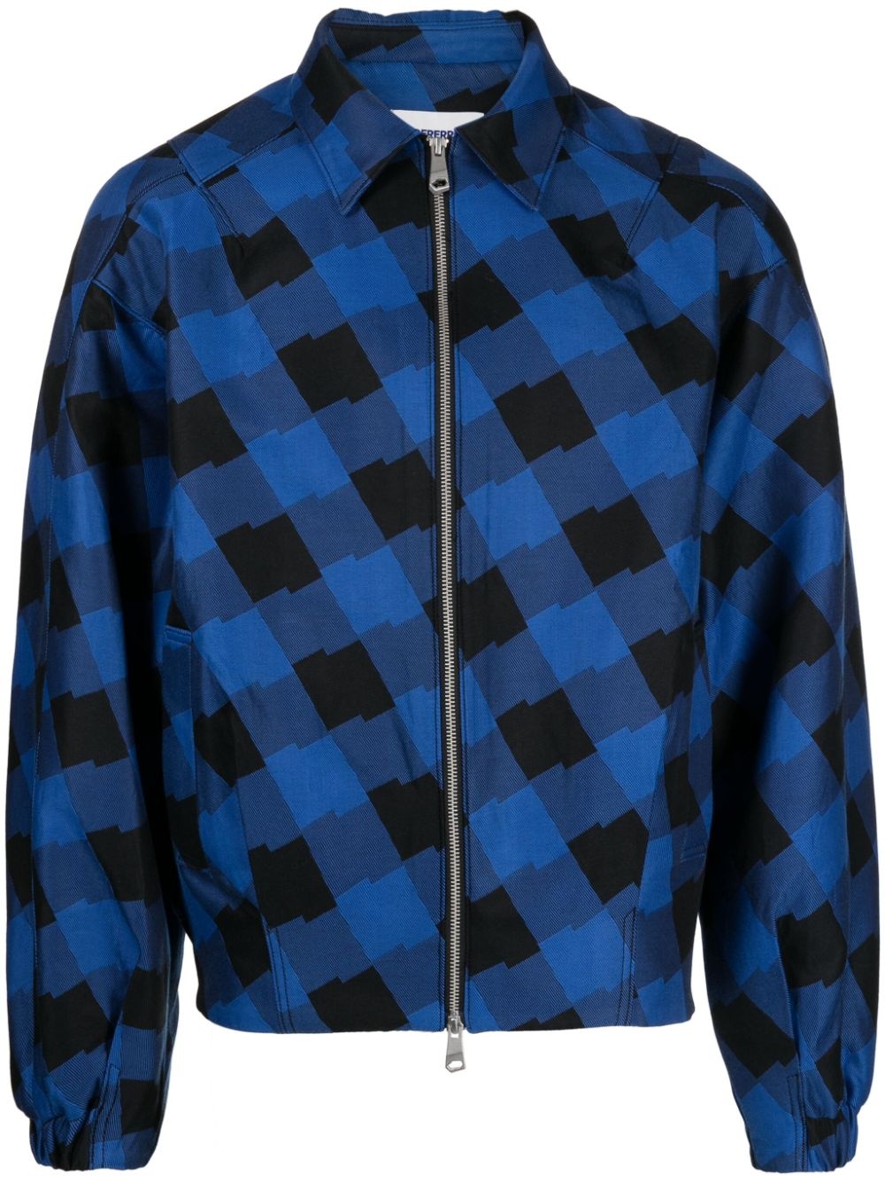 logo-patch checked bomber jacket - 1
