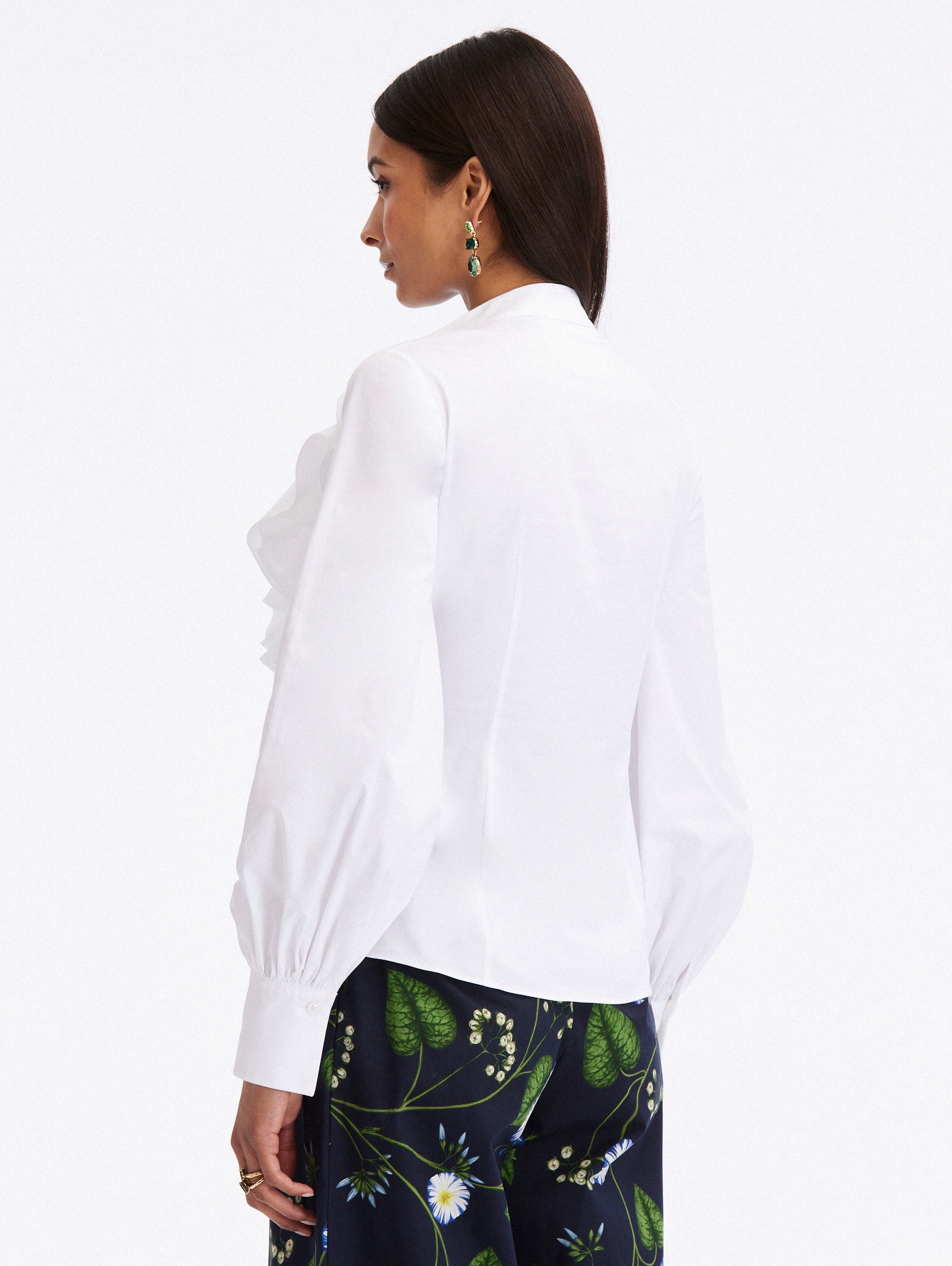 RUFFLE DETAIL COTTON BLOUSE - 3