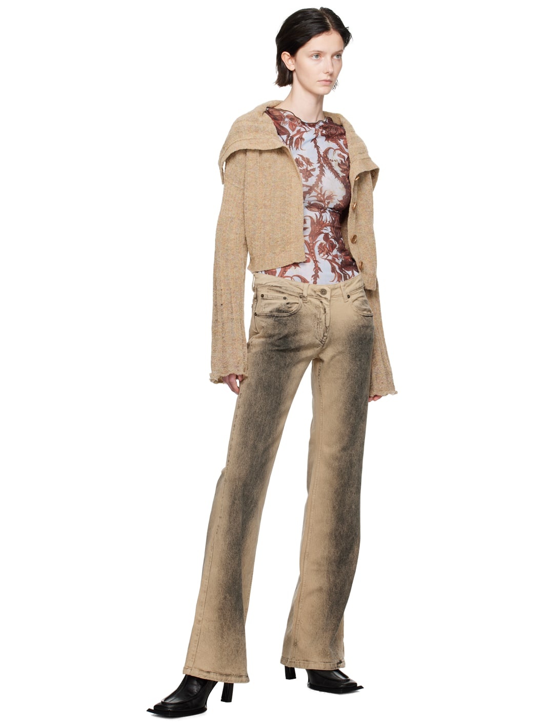 Beige Lettuce Edge Cardigan - 4