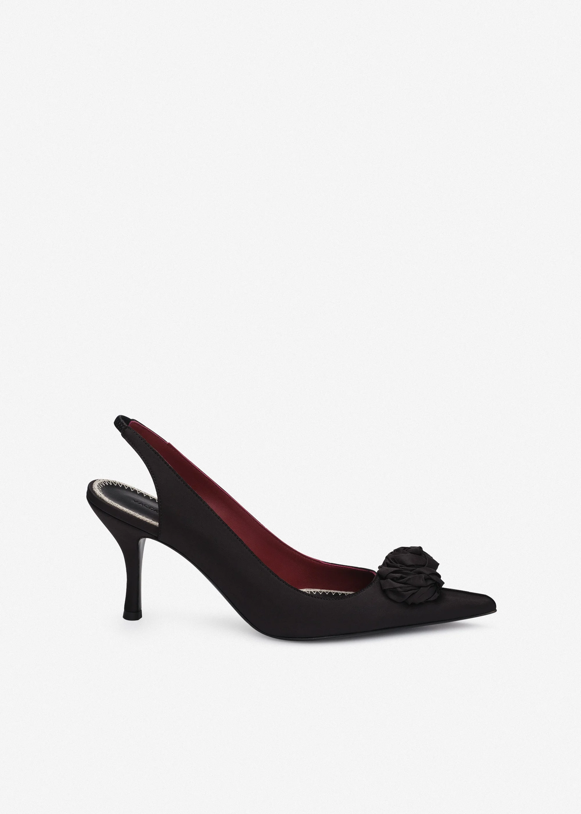 Rose slingback pumps in black satin - 1