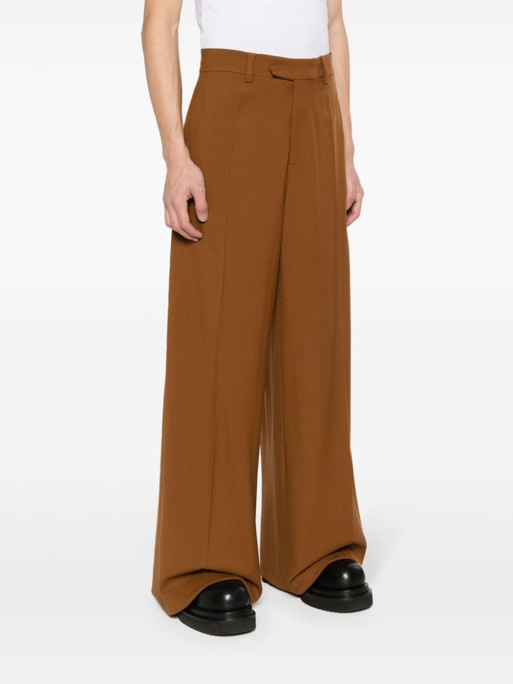 pressed-crease wide-leg trousers - 4