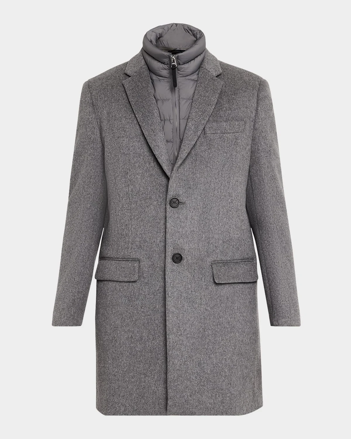 Men's Wool Topcoat with Removable Down Bib - 1