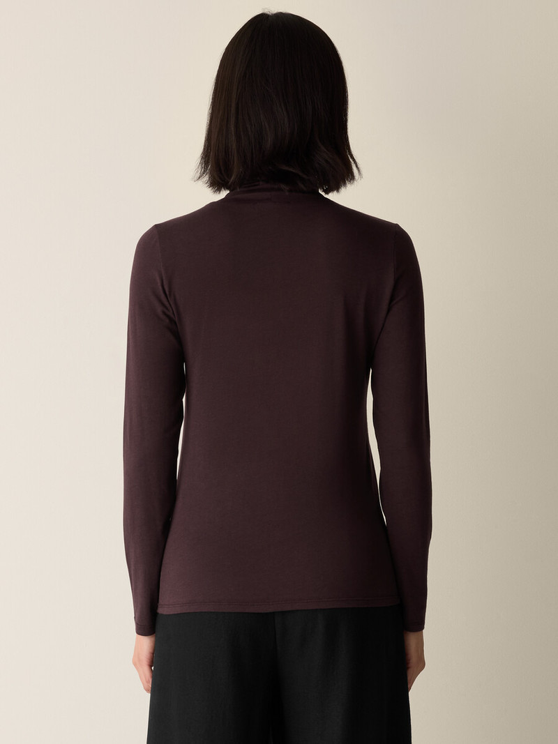 Sheer Cotton Blend Knit Turtleneck Top 4