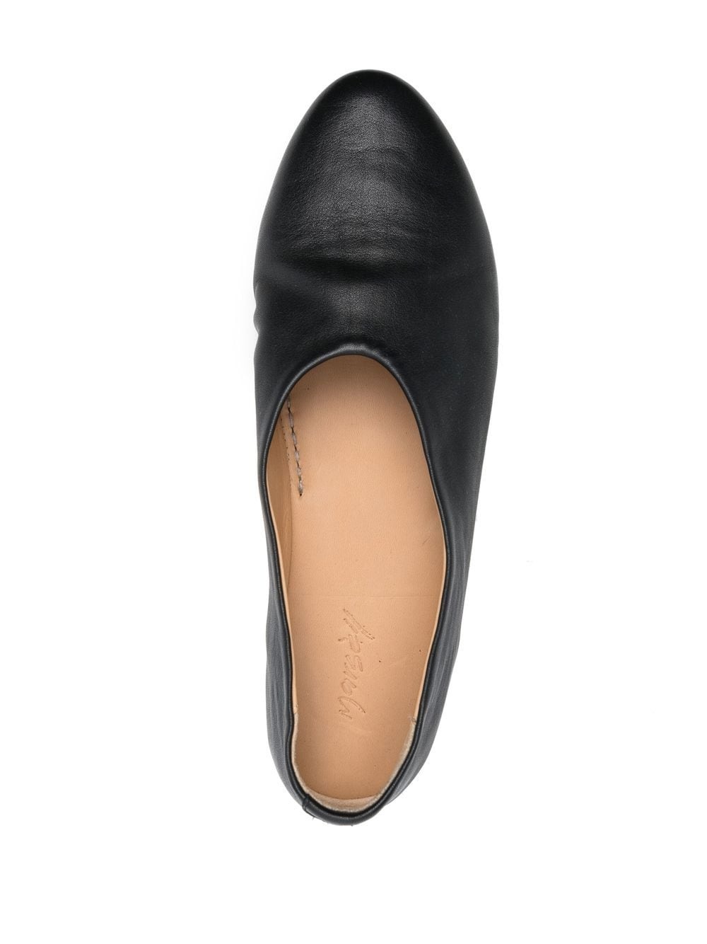 round-toe leather ballerina flats - 4