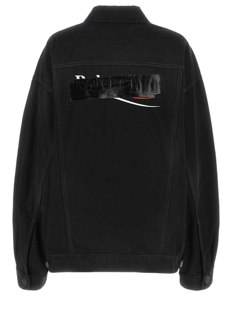 BALENCIAGA BALENCIAGA Oversized Jacket With Obscured Logo In Cotton Denim Black outlook