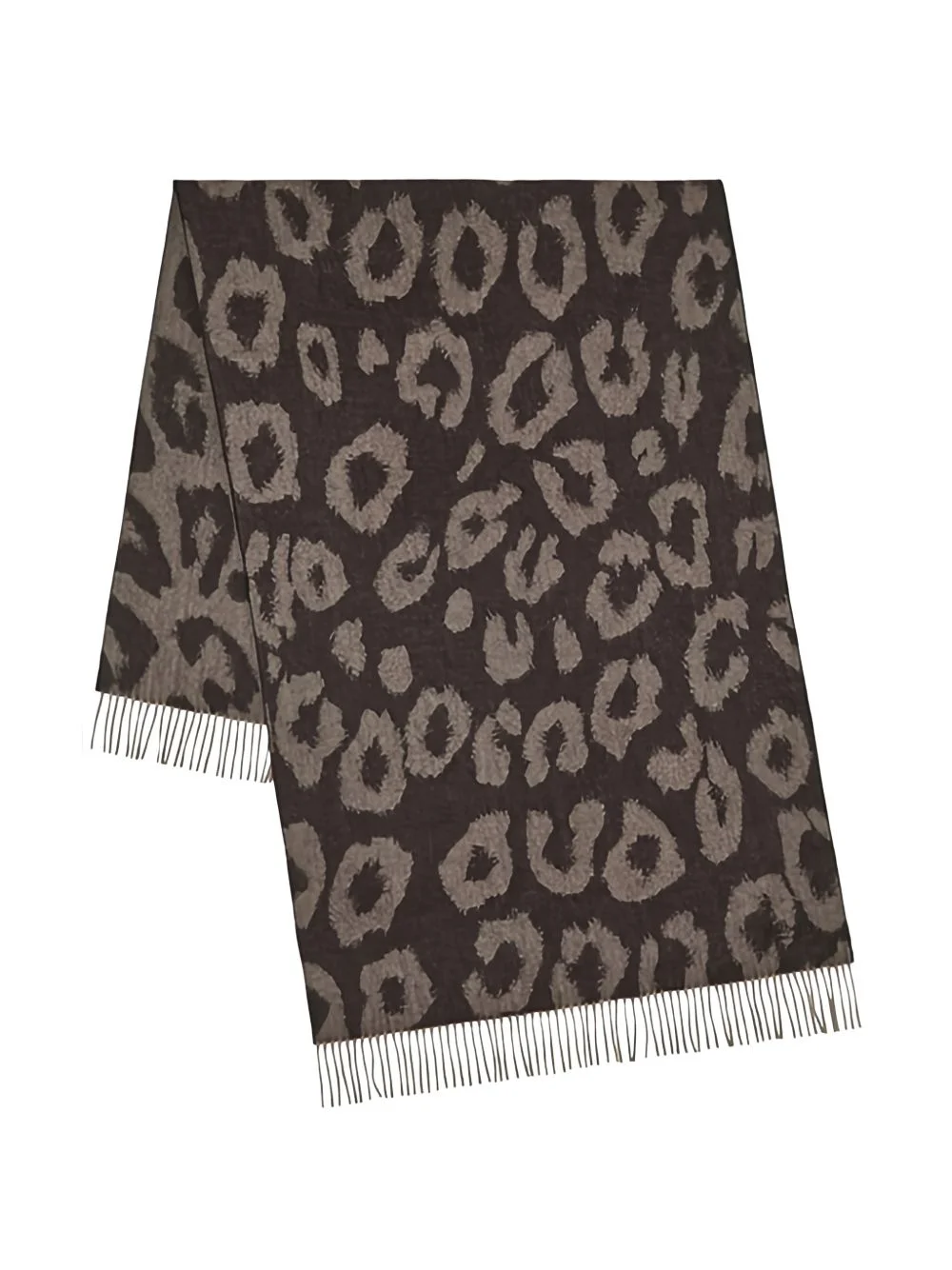 leopard-print fringed scarf - 1