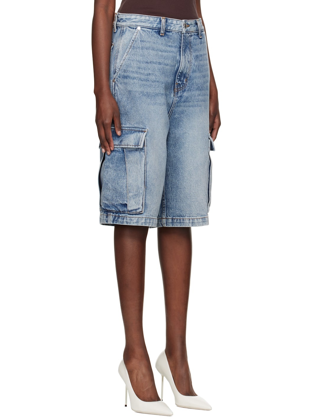 Blue Baggy Denim Cargo Shorts - 2
